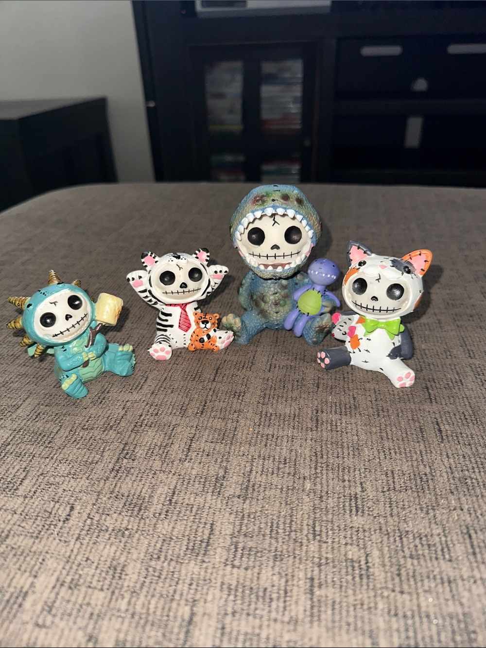 Colorful Skeleton Creature Figurine Pack - Blue, Teal, White, Orange
